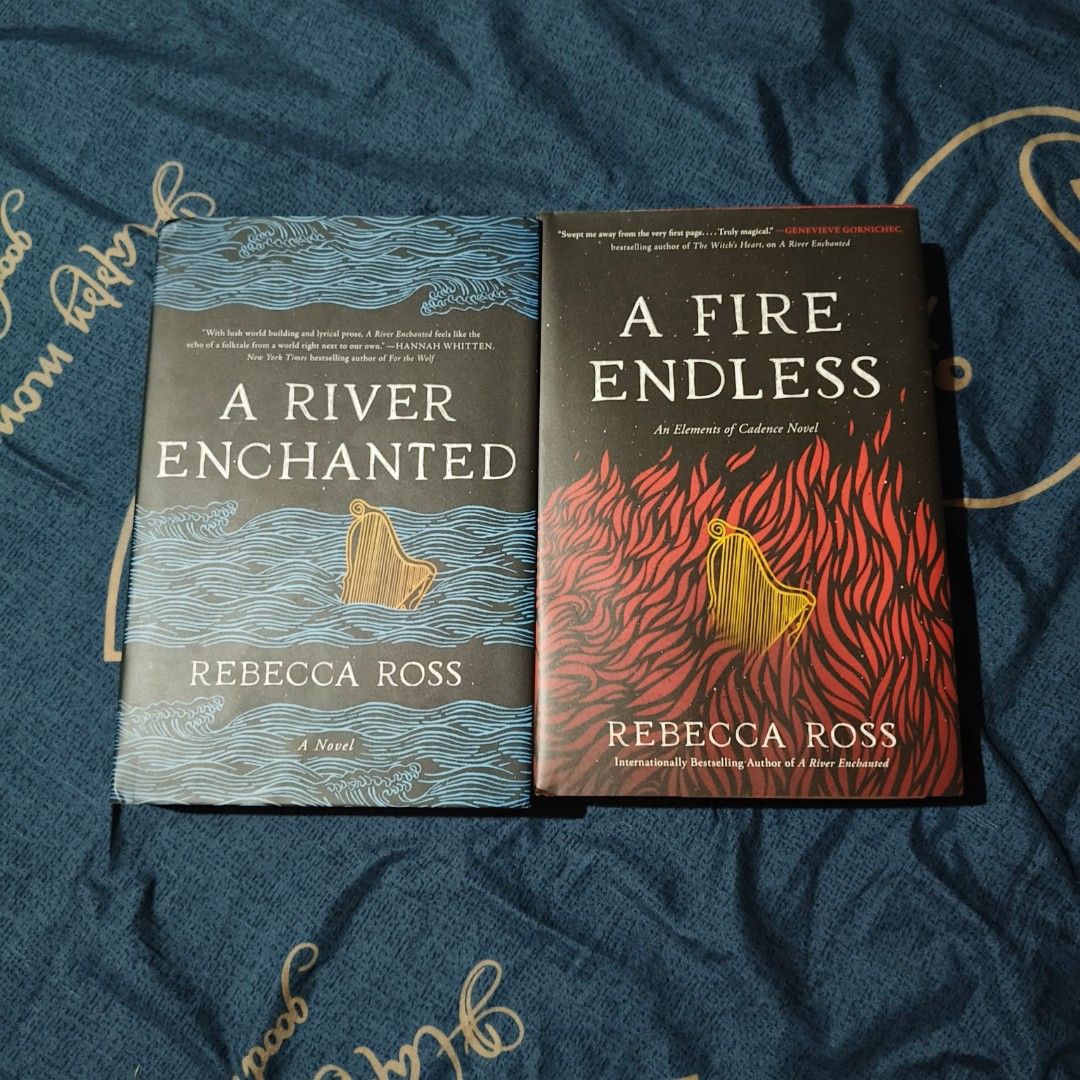 A River Enchanted & A Fire Endless by Rebecca Ross (Category: Storybooks) located in Santo Domingo. Submitted by rajjinni (Listing ID 1469060407, Image 1). Description: - Set of 2 Rebecca Ross fantasy novels: A River Enchanted & A Fire Endless - Format: Hardcover editions with dust jackets - Condition: Read only once, clean pages, tight bindings, minimal shelf wear - Perfect addition for fantasy readers and collectors - Reason for selling: Cleari