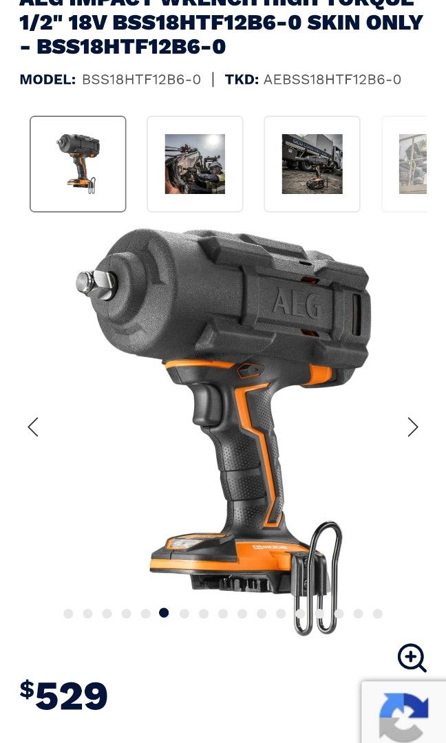aeg 6 mode high torque impact wrench (Category: Construction Tools & Equipment) located in Malolos. Submitted by axe23 (Listing ID 1468996209, Image 2). Description: AEG 18V 1/2" Fusion 6 Mode High Torque Impact Wrench ✅ heavy duty ✅ branded ✅ Brushless motor FEATURES: ✅ FUSION brushless motor delivers class-leading power and performance ✅ High-performance torque capable of tightening and loosening heavy construction and automotive nuts (up to 15