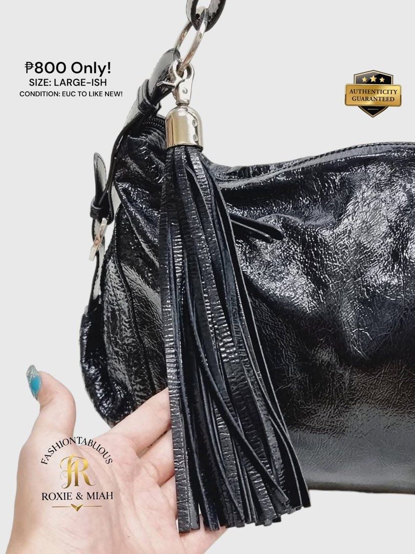 AGATHA Crinkled Leather Hobo Bag! 👜✨ (Category: Shoulder Bags) located in Mandaluyong City. Submitted by luxprelovedbagsparadise (Listing ID 1468943106, Image 3). Description: 🖤 HOBO BAG ENERGY FOR ONLY ₱800?! 😍🔥 Meet your new everyday obsession — AGATHA Crinkled Leather Hobo Bag! 👜✨ Classy? ✔️ Spacious? ✔️ Expensive-looking? ABSOLUTELY! 💋 That glossy black finish, edgy chain details, and chic hobo silhouette? Serving luxury vibes without t