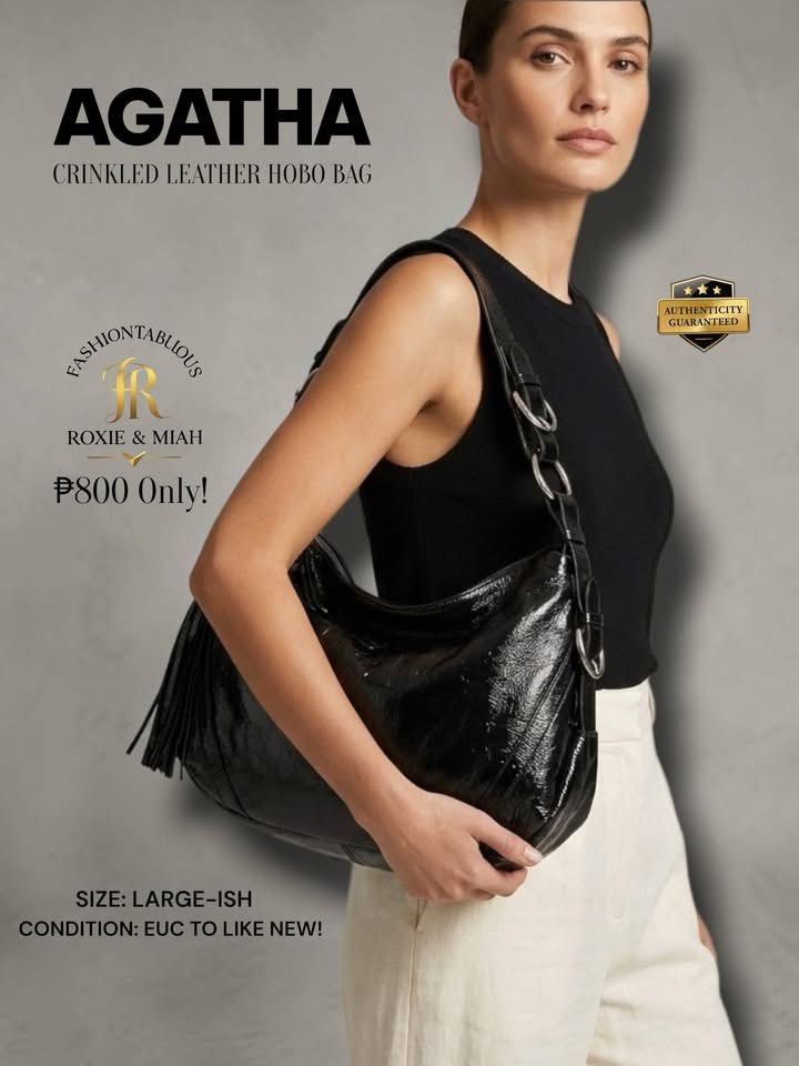 AGATHA Crinkled Leather Hobo Bag! 👜✨ (Category: Shoulder Bags) located in Mandaluyong City. Submitted by luxprelovedbagsparadise (Listing ID 1468943106, Image 1). Description: 🖤 HOBO BAG ENERGY FOR ONLY ₱800?! 😍🔥 Meet your new everyday obsession — AGATHA Crinkled Leather Hobo Bag! 👜✨ Classy? ✔️ Spacious? ✔️ Expensive-looking? ABSOLUTELY! 💋 That glossy black finish, edgy chain details, and chic hobo silhouette? Serving luxury vibes without t