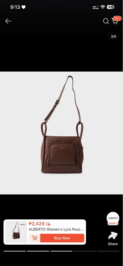 Alberto Bag (Category: Shoulder Bags) located in Manila. Submitted by quickrabbit.77d121 (Listing ID 1468942344, Image 2). Description: ALBERTO BAG FOR SALE — ₱1,500 Selling my Alberto bag for ₱1,500 only! 🤎 🏷️ Original Price: ₱2,699 💰 Selling Price: ₱1,500 ✨ Used only a few times — good as new! 📍 Bought at SM Pampanga Reason for selling: Hindi na po siya masyadong nagagamit since marami na po akong bags, so I’d rather sell it to someone who 