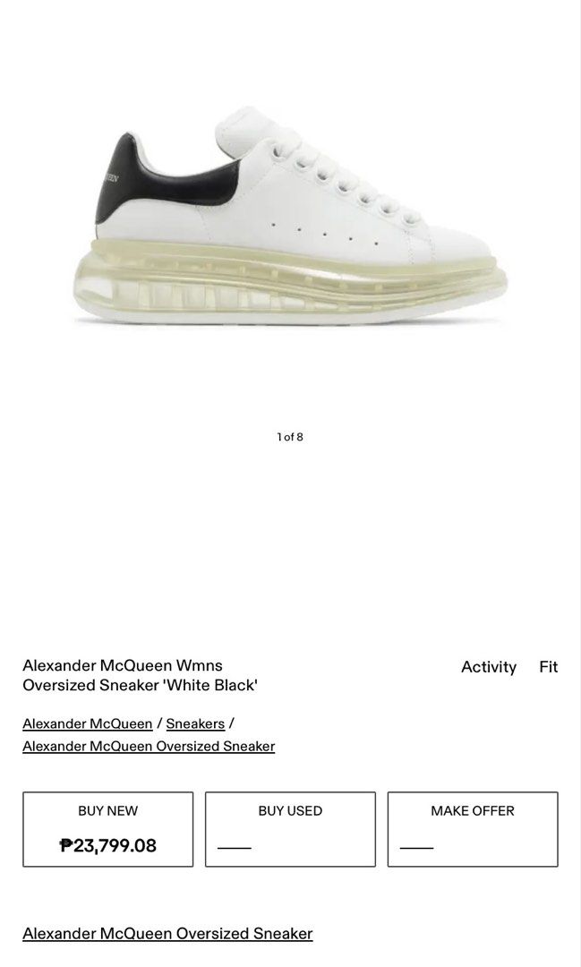 Alexander Mcqueen Unisex Oversized Sneakers (Category: Sneakers) located in Digos. Submitted by zhanderapp47607 (Listing ID 1468928211, Image 2). Description: Size 40 Cm 26 Like new No drags Authentic .
