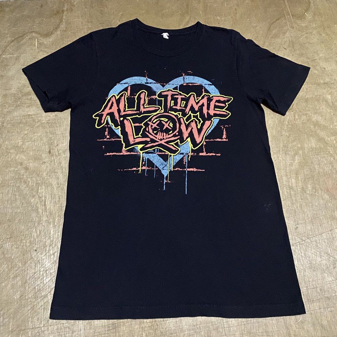 ALL TIME LOW (Category: Tshirts & Polo Shirts ) located in Makati City. Submitted by kktrippy (Listing ID 1469010959, Image 1). Description: - ATL - Nice graffiti graphics - Good condition - small - faded paper tag - Measurement/dimension is on the tape 2nd slide.