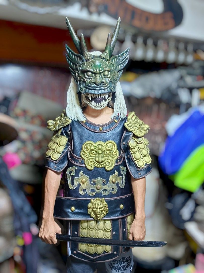 Ancient Chinese Style Body Armor Costume (Category: Sets & Coordinates) located in Mandaluyong City. Submitted by theforgottentreasures (Listing ID 1468850796, Image 1). Description: 7500 pesos!!! 📌 Ancient Chinese Style Body Armor Costume with mask Free Size. Used Item. Can be display or Can be use for cultural festival parades, or stage and film roleplay The set is crafted from contemporary materials like faux leather (PU), fabric trim, and ca