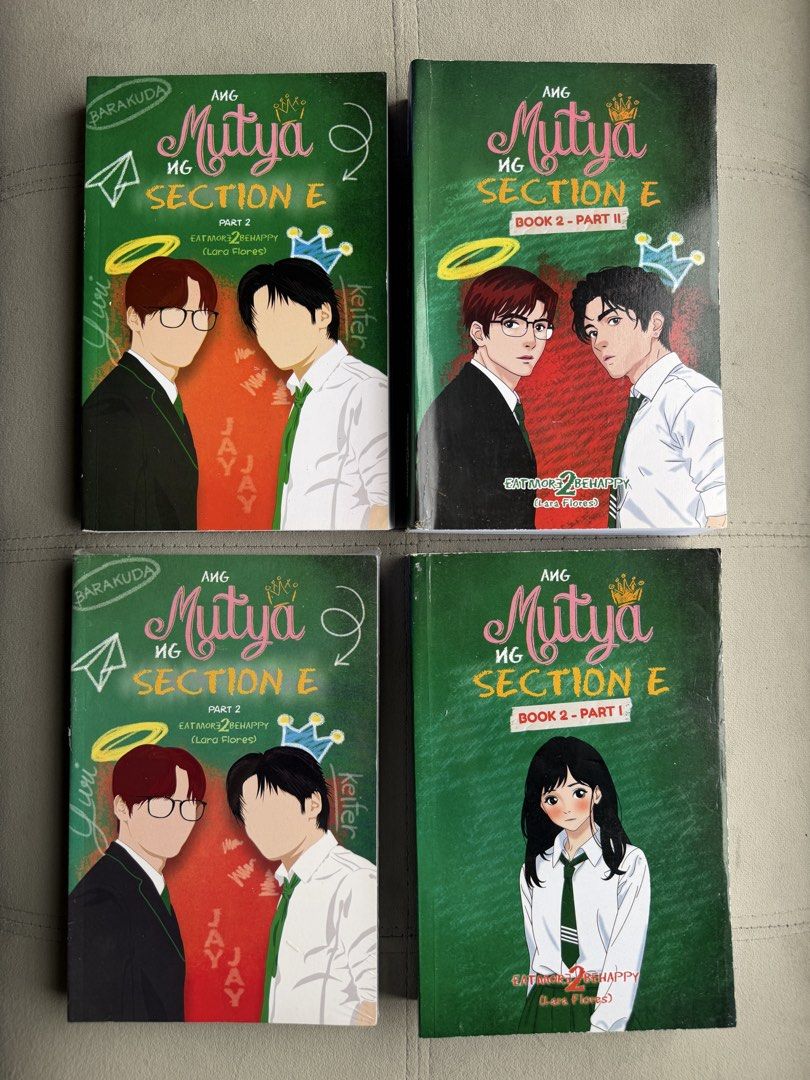 Ang Mutya ng Section E Books by Eatmor2behappy (Category: Storybooks) located in Bacoor. Submitted by endlesspapels (Listing ID 1468954958, Image 1). Description: - Title: Ang Mutya ng Section E (Set of 4 books) - Author: eatmor2behappy (Lara Flores) - Publisher: PSICOM Titles: -AMNSE Part 2 (2pcs) Sealed: 150 Unsealed: 100 -AMNSE Book 2: Part 1: 200 -AMNSE Book 1: Part 2: 250 Take All 4 Books: 500 Loc: Bacoor, Cavite MOP: Gcash, Maribank MOD: J&