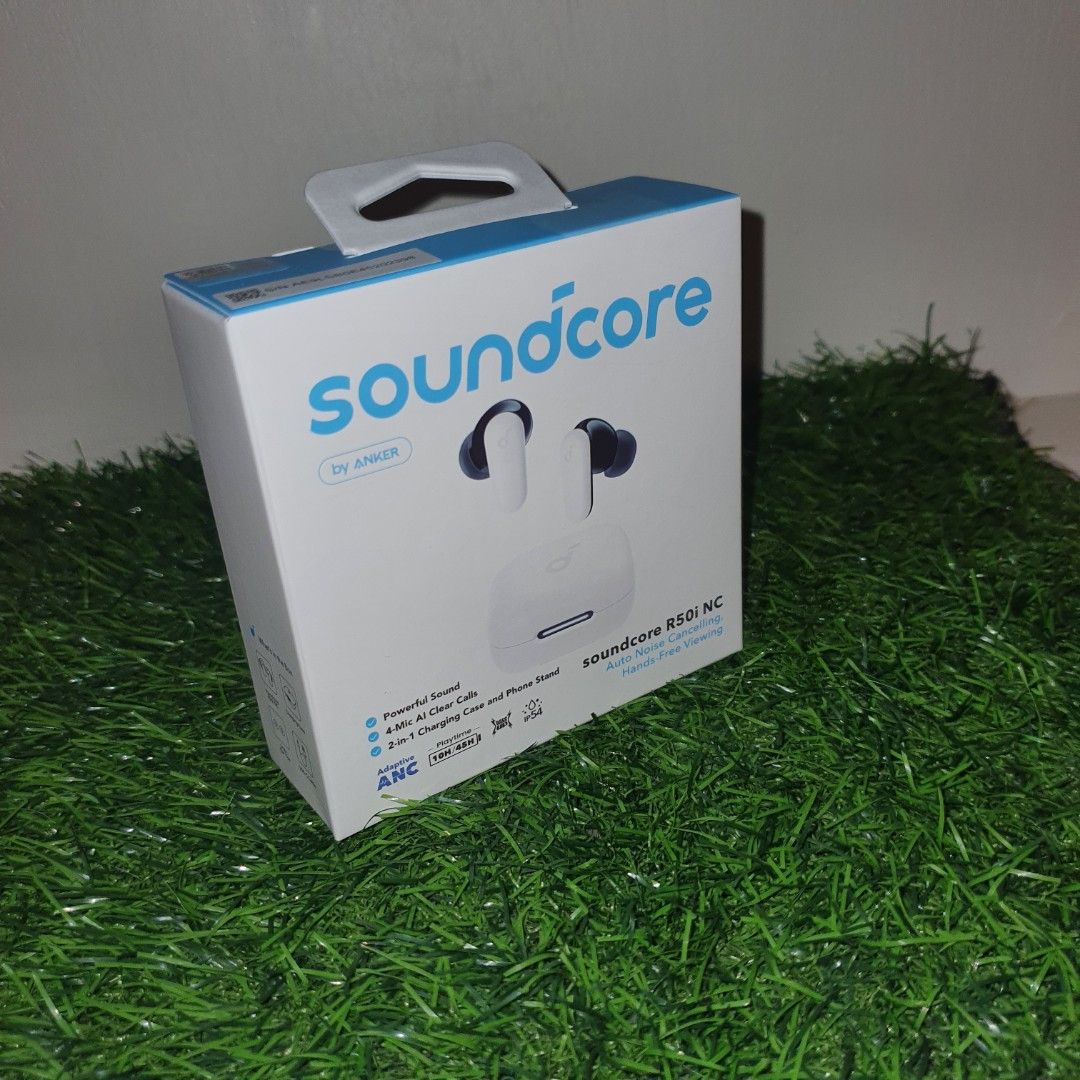 Anker Soundcore R50i NC Wireless Earbuds (Category: Earphones) located in Pasig City. Submitted by mr.bargaindeal (Listing ID 1469055412, Image 3). Description: - Brand new, sealed in original retail packaging - Adaptive Active Noise Cancelling (ANC) for immersive listening - 4-mic AI for crystal-clear calls - Innovative 2-in-1 charging case that doubles as a phone stand - IP54 water-resistant design - Up to 10 hours playtime on a single charge (