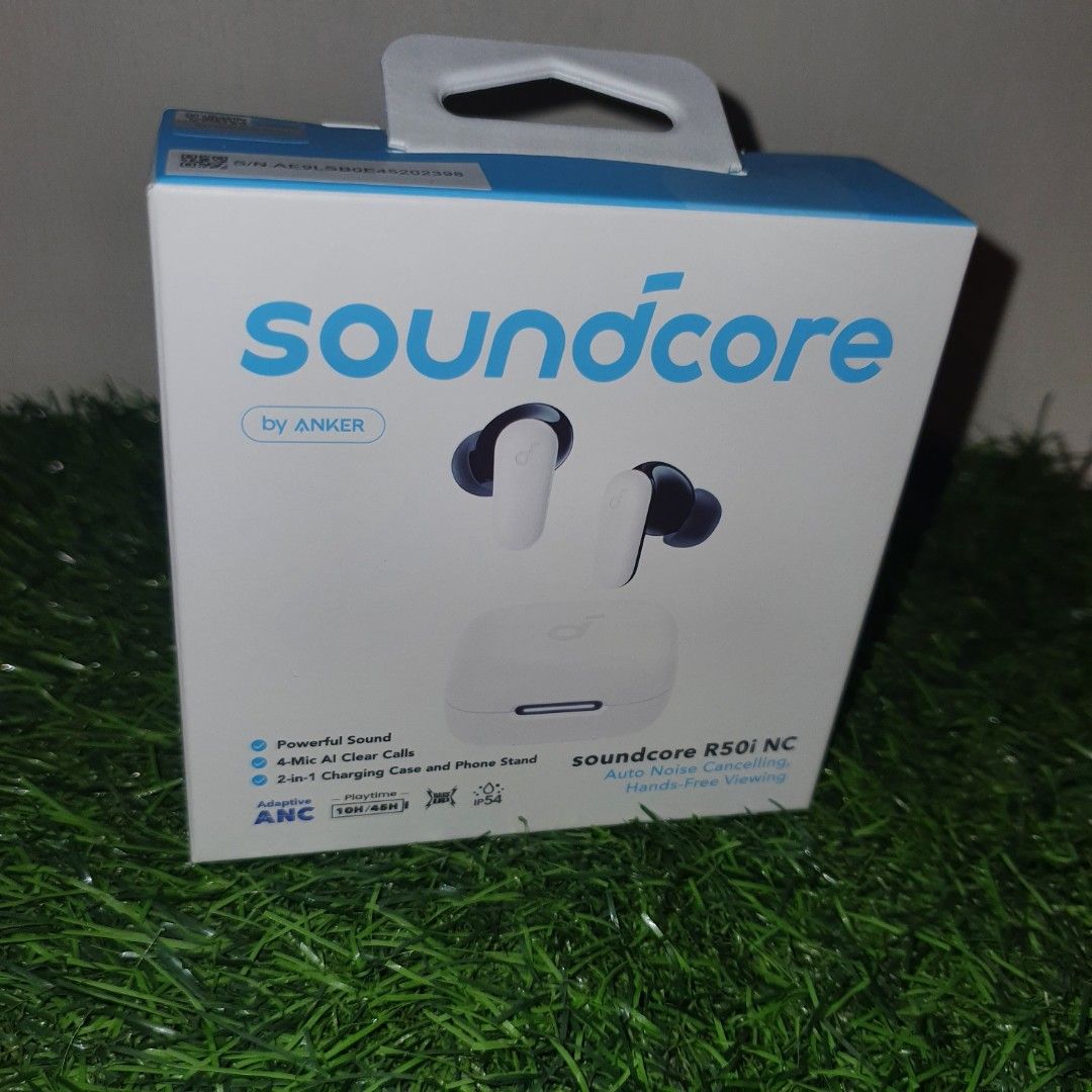 Anker Soundcore R50i NC Wireless Earbuds (Category: Earphones) located in Pasig City. Submitted by mr.bargaindeal (Listing ID 1469055412, Image 2). Description: - Brand new, sealed in original retail packaging - Adaptive Active Noise Cancelling (ANC) for immersive listening - 4-mic AI for crystal-clear calls - Innovative 2-in-1 charging case that doubles as a phone stand - IP54 water-resistant design - Up to 10 hours playtime on a single charge (