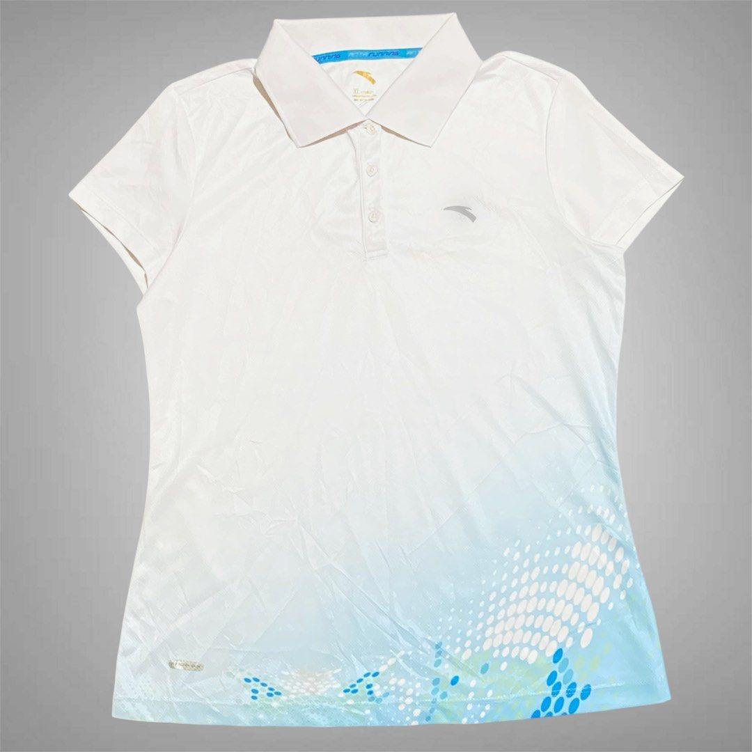 Anta Polo (Category: Activewear) located in Mabalacat. Submitted by stellargarments (Listing ID 1468976803, Image 1). Description: Length : 23 Width : 18 Condition : 9/10 makinis pa tela with complete anta buttons with necktag very comfy & smooth on skin medjo lukot pa po need wash dirt sa collar no major yellow stain color may vary due to lighting.