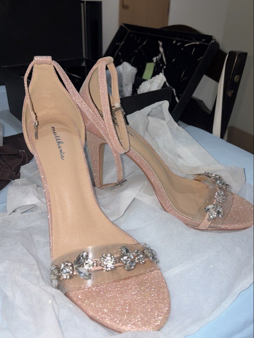 Anton Champagne Matthews Hells (Category: Heels) located in Pasay City. Submitted by prcllalala (Listing ID 1469097845, Image 3). Description: 3inch heels with embellished toe strap and ankle strap. Comes with hook and buckle fastening. Used once on my graduation, 2 years ago..