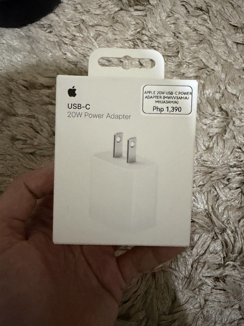 Apple Adapter 20W (Original) (Category: Chargers & Cables) located in Quezon City. Submitted by esjey08 (Listing ID 1469124229, Image 1). Description: Apple 20W USB-C power adapter - Proof of Purchase: Inbox SM North Edsa - Condition: Brand new / Standard retail purchase (but already opened the box) - RFS: Direct from official retail store, 100% original and authentic.