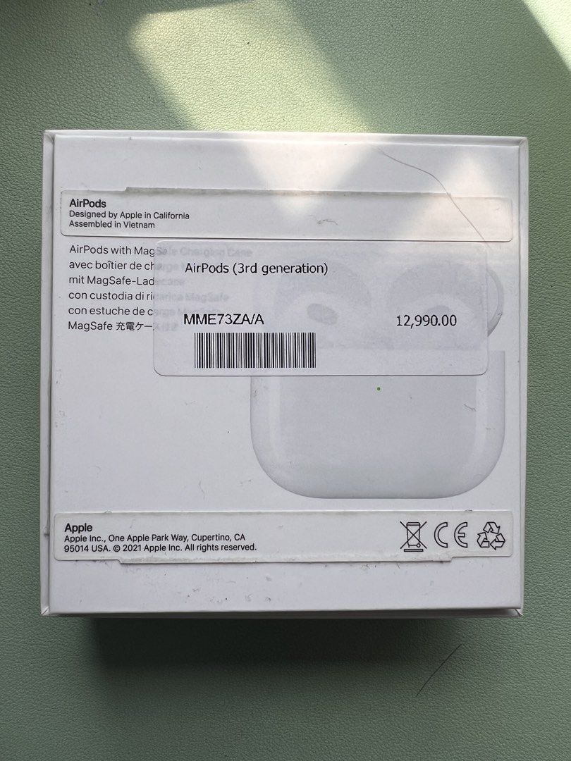 Apple AirPods 3rd Generation with MagSafe Case and Cases (Category: Headphones & Headsets) located in Davao. Submitted by cmoking (Listing ID 1468936280, Image 2). Description: - 100% Original Apple AirPods 3rd Generation with Magsafe charging case - Includes original box - Fully functional and clean condition inside & out - FREE: Elago ice cream silicone case - FREE: Miak suitcase hard case - RFS: Upgrade and letting go of lightning cable device