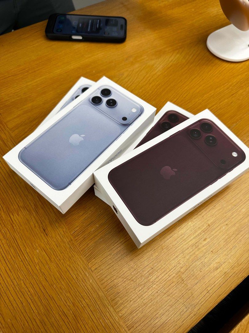 Apple iPhone boxes in blue and burgundy (Category: Cases & Sleeves) located in Quezon City. Submitted by everythingInternational (Listing ID 1469160336, Image 1). Description: APPLE IPHONE 18 PRO MAX US VERSION (DUAL E-Sim) - Available colors: Blue and Burgundy - Condition: BRANDNEW .