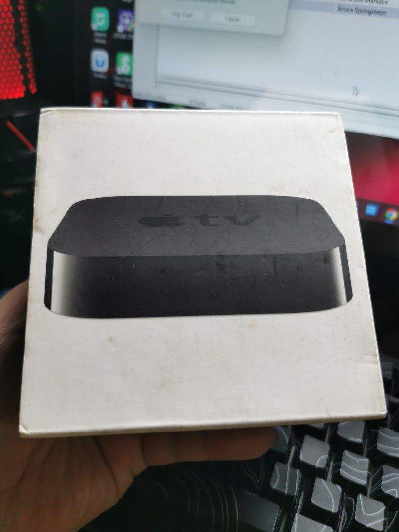 Apple TV (Category: TV Parts & Accessories) located in Pasig City. Submitted by mondskieee (Listing ID 1469092325, Image 1). Description: - Authentic Apple TV streaming device in black finish - Includes original aluminum remote control - Comes with the original power cable - Complete with original white packaging box - Ideal for streaming your favorite shows and movies at home - Condition: Great working condition - selling as is Delivery via lala