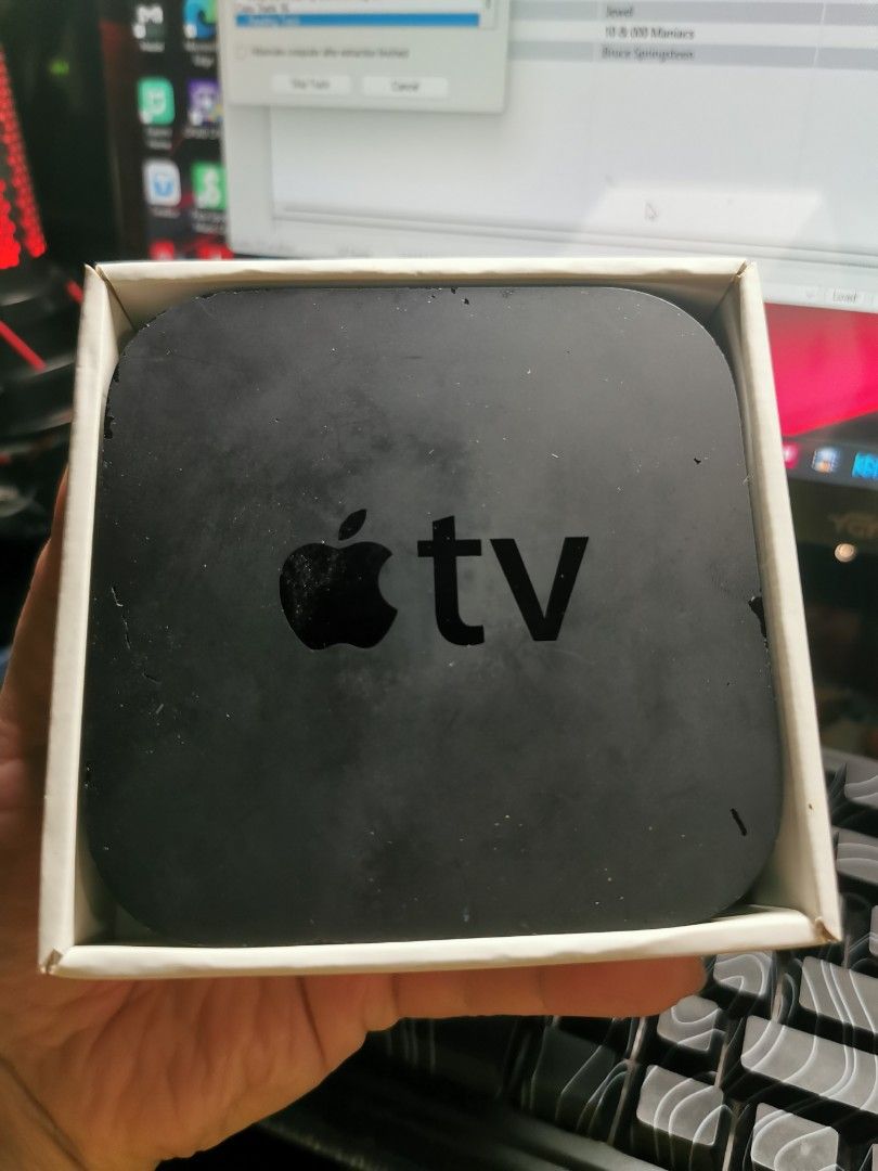 Apple TV (Category: TV Parts & Accessories) located in Pasig City. Submitted by mondskieee (Listing ID 1469092325, Image 2). Description: - Authentic Apple TV streaming device in black finish - Includes original aluminum remote control - Comes with the original power cable - Complete with original white packaging box - Ideal for streaming your favorite shows and movies at home - Condition: Great working condition - selling as is Delivery via lala