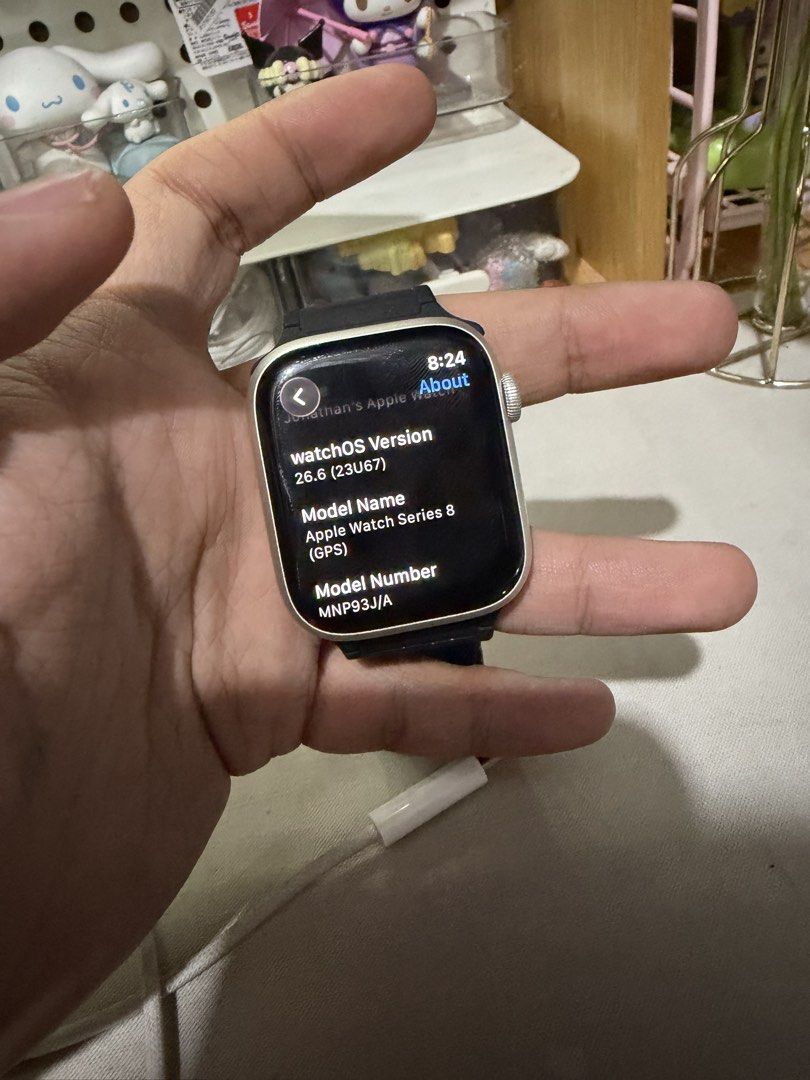 Apple watch series 8 gps (Category: Wearables & Smart Watches) located in Baguio. Submitted by bidgetoyshop (Listing ID 1469071665, Image 2). Description: Apple watch series 8 gps Fixed na po updated na ios nito 26.6 sobrang smooth ng screen dami din features ,with cord and magnetic strap, minimal dents lang sa gilid dahil sa dati nito case normal sa mga watch series 5 nalang Lbc cop/ cod,jnt.