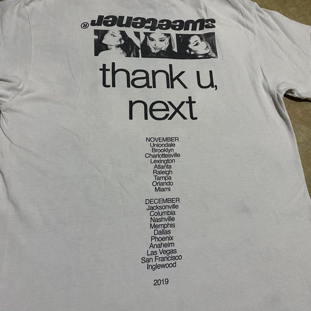 ARIANA GRANDE (Category: Shirts) located in Makati City. Submitted by kktrippy (Listing ID 1469007981, Image 3). Description: - SWEETENER world tour - Cool ariana portrait with tour - Good condition - Medium - official printed tag - Measurement/dimension is on the tape 2nd slide.