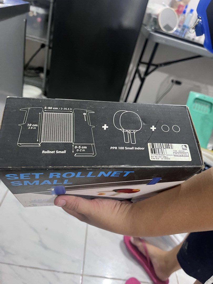 Artengo Set Rollnet Small Table Tennis Set (Category: Racket and Ball Sports) located in Quezon City. Submitted by ajjjjj1 (Listing ID 1468977371, Image 2). Description: - Portable Artengo Rollnet Small table tennis set - Retractable net fits tables 5-90 cm wide and up to 5 cm thick - Comes complete with PPR 100 small indoor bats and balls - Super quick setup in under 10 seconds - Ideal for fun, impromptu matches anywhere at home or the office.