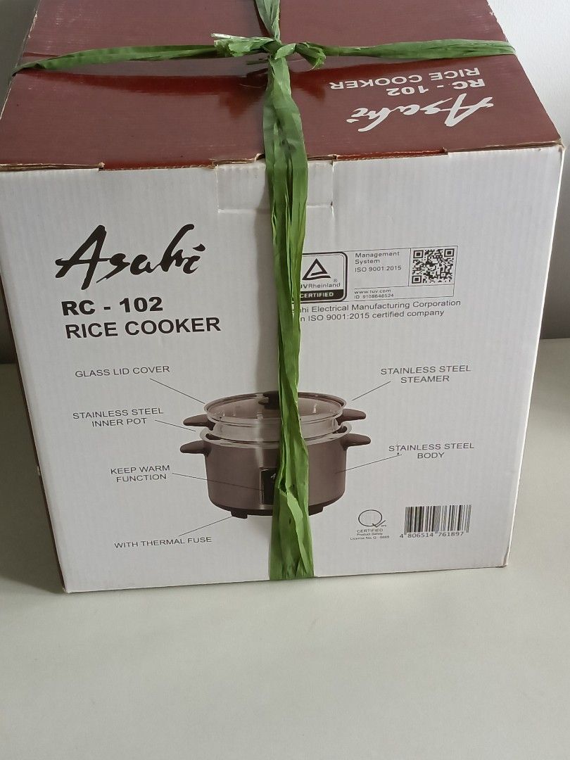 Asahi 10 cups Stainless Rice Cooker Cheapest (Category: Other Kitchen Appliances) located in Manila. Submitted by ilovesupersale (Listing ID 1468937961, Image 1). Description: gcash payment scheduled pickup 10 cups Stainless no issue good morning with freebies SuperSale only today!!!.