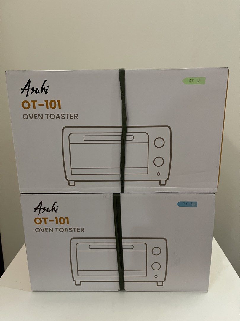 Asahi OT-101 Oven Toaster 10L Capacity (Category: Ovens & Toasters) located in Quezon City. Submitted by bravehorse_f1f6d5 (Listing ID 1469102741, Image 1). Description: - Brand new and factory sealed in original box - 10-liter capacity, ideal for small spaces and quick meals - Up to 230°C adjustable temperature control - 60-minute timer with auto shut-off - Includes a complimentary baking tray - Energy efficient at 700W, 230V, 60Hz - 2pcs availa