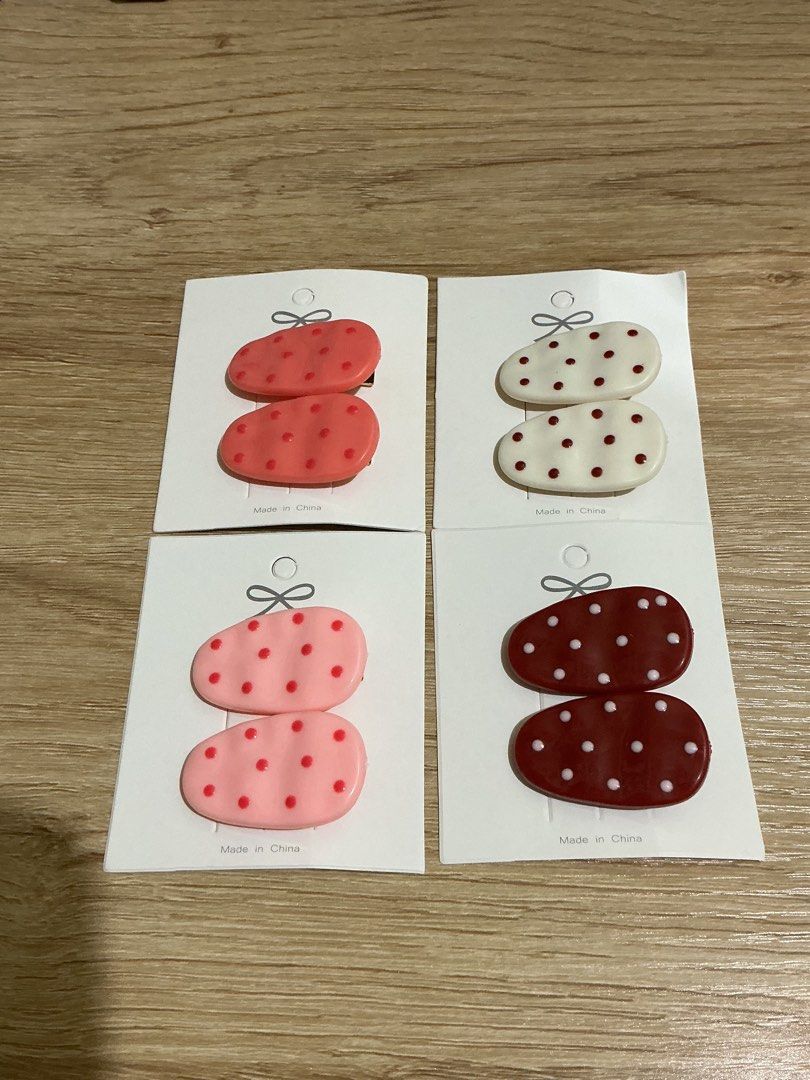 Assorted Cute Hair Clips Set Popsicle and Polka Dot (Category: Hair Accessories) located in Manila. Submitted by jnnnnnnnjnn (Listing ID 1468986546, Image 2). Description: - Large bundle of cute and colorful hair clips - Variety of styles: polka dots, fabric plaid, textured pastel, and fun popsicle designs - Includes vibrant colors like pink, blue, yellow, green, and red - Many clips still on original backing cards with bow details - Great for mi