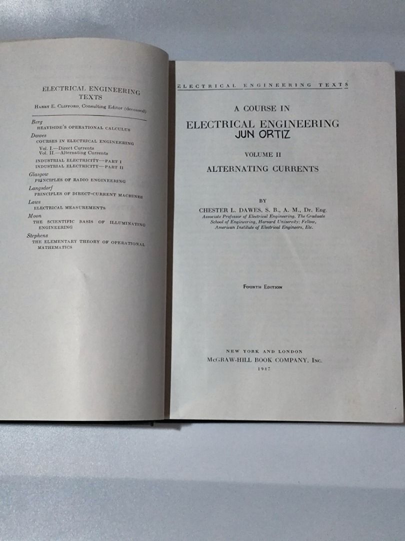 Assorted Engineering Book Set C (Category: Textbooks) located in Manila. Submitted by hector_does_go_rug (Listing ID 1468960328, Image 3). Description: 📚 Assorted Engineering Book Set C A set of engineering and physics textbooks, ideal for students, engineering enthusiasts, or anyone interested in circuit analysis and physics. Alternating Current Circuits, Fourth Edition — R. M. Kerchner and G. F. Corcoran — ₱250 A Course in Electrical Engineeri