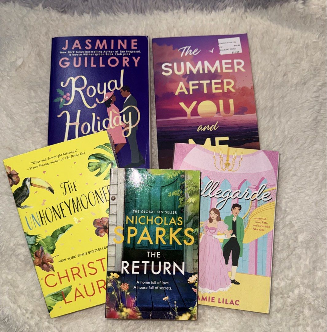 Assorted Romance and Fiction Paperback Books Lot (Category: Storybooks) located in Butuan. Submitted by shania439 (Listing ID 1469092970, Image 3). Description: - Assorted paperback romance and fiction novels - Featured authors: Christina Lauren, J. Elle, Nicholas Sparks, Jasmine Guillory, Evie Dunmore - Popular titles include: Something Wilder, The Unhoneymooners, Chaos & Flame, Jane in Love, Royal Holiday, and more - Condition: Great reads for 