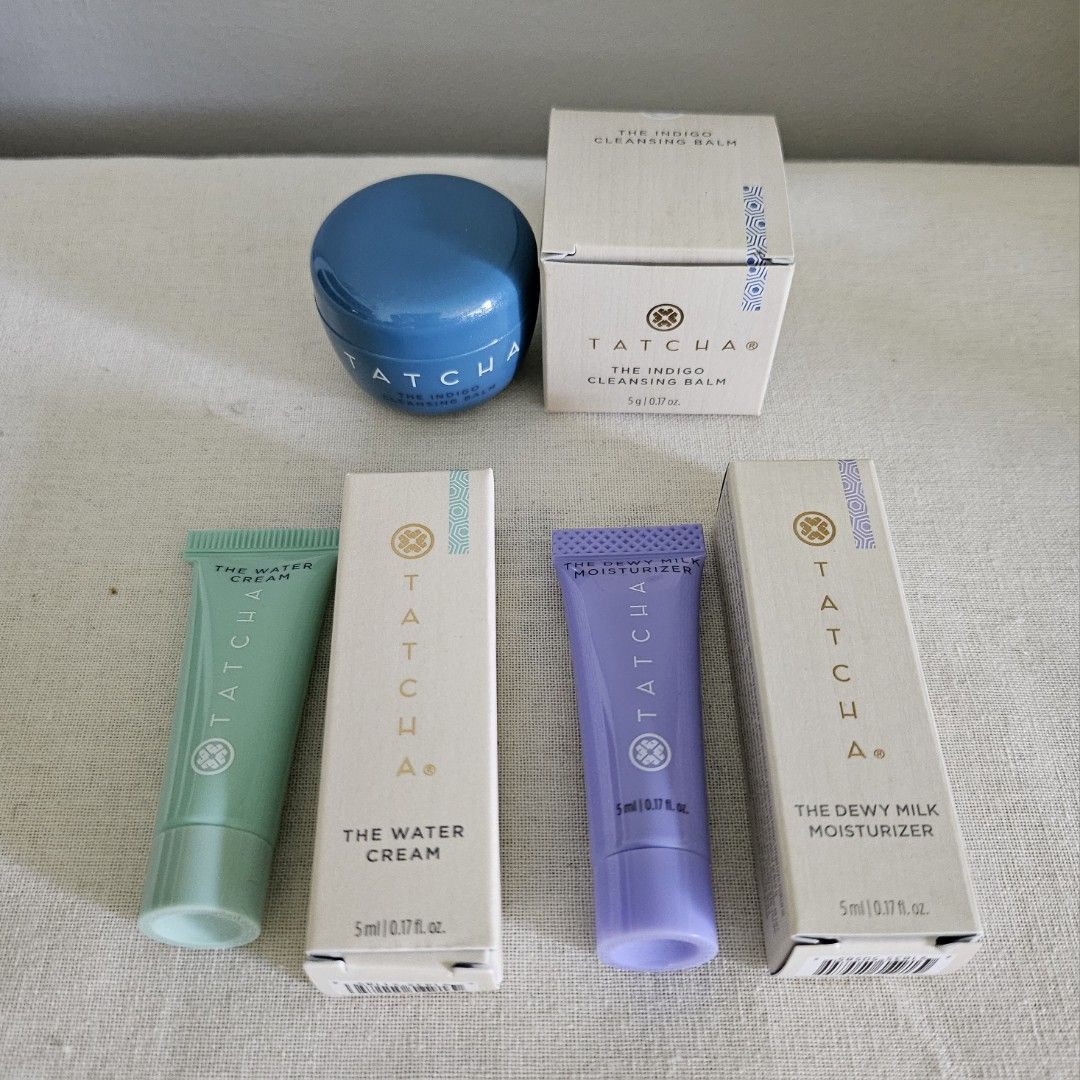 Assorted Tatcha Skincare (Category: Face Care) located in Taguig. Submitted by mesimpleshop (Listing ID 1469161550, Image 2). Description: - 100% Authentic Tatcha skincare - Brand New The Indigo Cleansing Balm 5g P390 The Water Cream 5ml P490 The Dewy Milk Moisturizer 5ml P490 The Matcha Cleanse 20ml P450 The Rice Wash 20ml P450 The Brightening Serum 5ml P850 10ml P1650 - Serious Buyers Only Message for inquiries or fast checkout!.