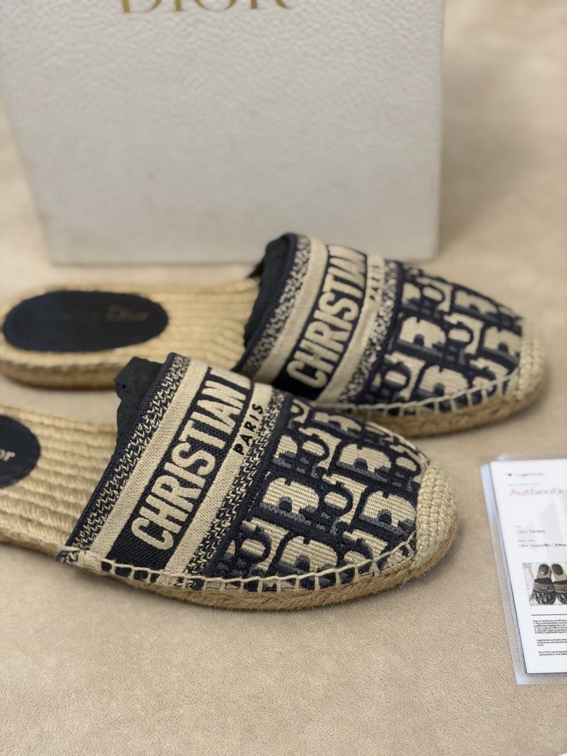 Authentic Christian Dior Oblique Espadrilles size 38 (Category: Flats & Sandals) located in Manila. Submitted by maria_2326 (Listing ID 1469027251, Image 2). Description: 💯% Authentic | size 38 W/box, dust bag, booklet, legitgrails Location: Manila/QC.
