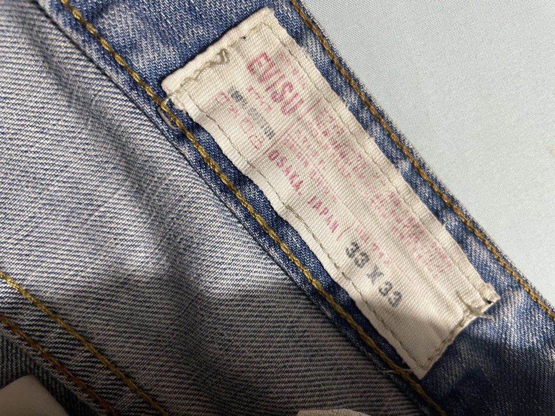 Authentic Evisu Denim Pants (Category: Jeans) located in Bulacan. Submitted by erinbtrc (Listing ID 1469005237, Image 3). Description: 10/10 Condition Authentic No Issue/Flaws Waist - 33 Length - 33 Can do Same Day Delivery (Lalamove) If Metro Manila or J&T Delivery.