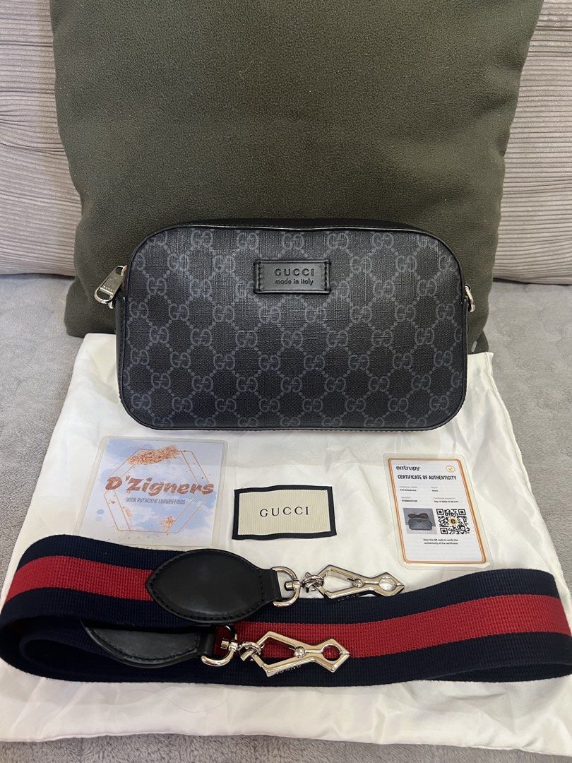 Authentic Gucci GG Supreme Camera bag for men (Category: Luxury Bags & Wallets) located in Quezon City. Submitted by DZignersbyZsa (Listing ID 1469161675, Image 1). Description: Authentic Gucci GG Supreme camera bag for men With certificate of authenticity and dustbag clean in and out, no fade on canvas, no corner wears.