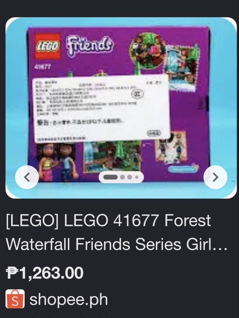 Authentic LEGO Friends Forest Waterfalls Series (Category: Lego & Building Sets) located in Quezon City. Submitted by flyingmommie (Listing ID 1469066326, Image 3). Description: Distorted box but sealed and brand new.