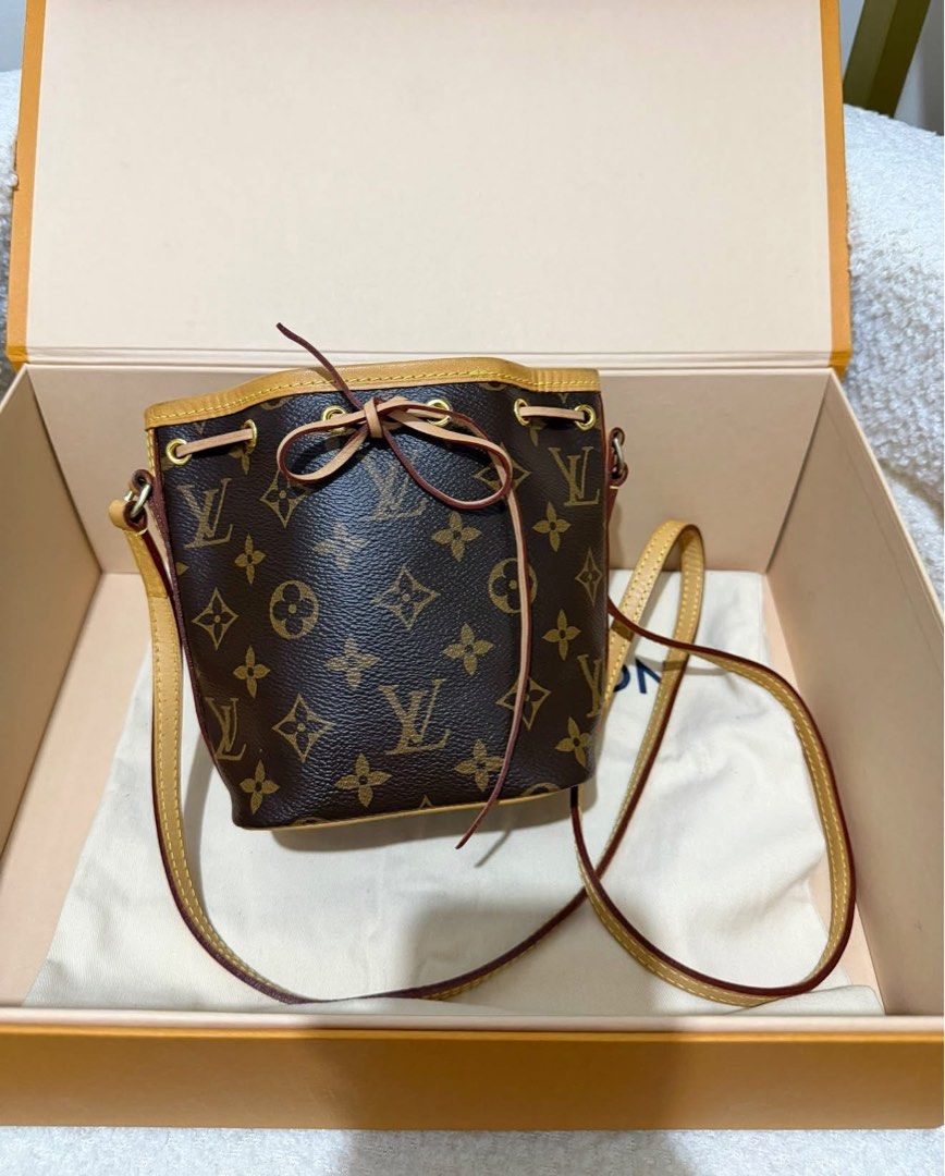 Authentic Louis Vuitton Monogram Nano Noe Bucket Bag (Category: Luxury Bags & Wallets) located in Pasig City. Submitted by sheyfabph (Listing ID 1469010359, Image 2). Description: Authentic Louis Vuitton Nano Noe bucket bag Rank a With dustbag and box 58k.