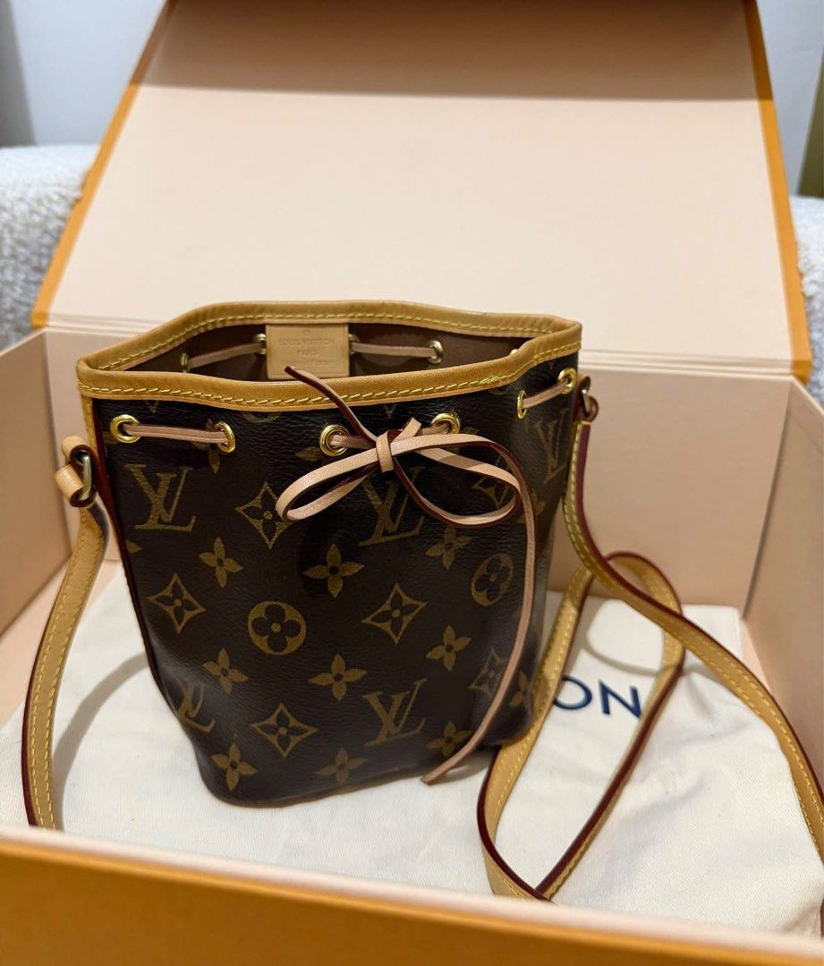 Authentic Louis Vuitton Monogram Nano Noe Bucket Bag (Category: Luxury Bags & Wallets) located in Pasig City. Submitted by sheyfabph (Listing ID 1469010359, Image 3). Description: Authentic Louis Vuitton Nano Noe bucket bag Rank a With dustbag and box 58k.