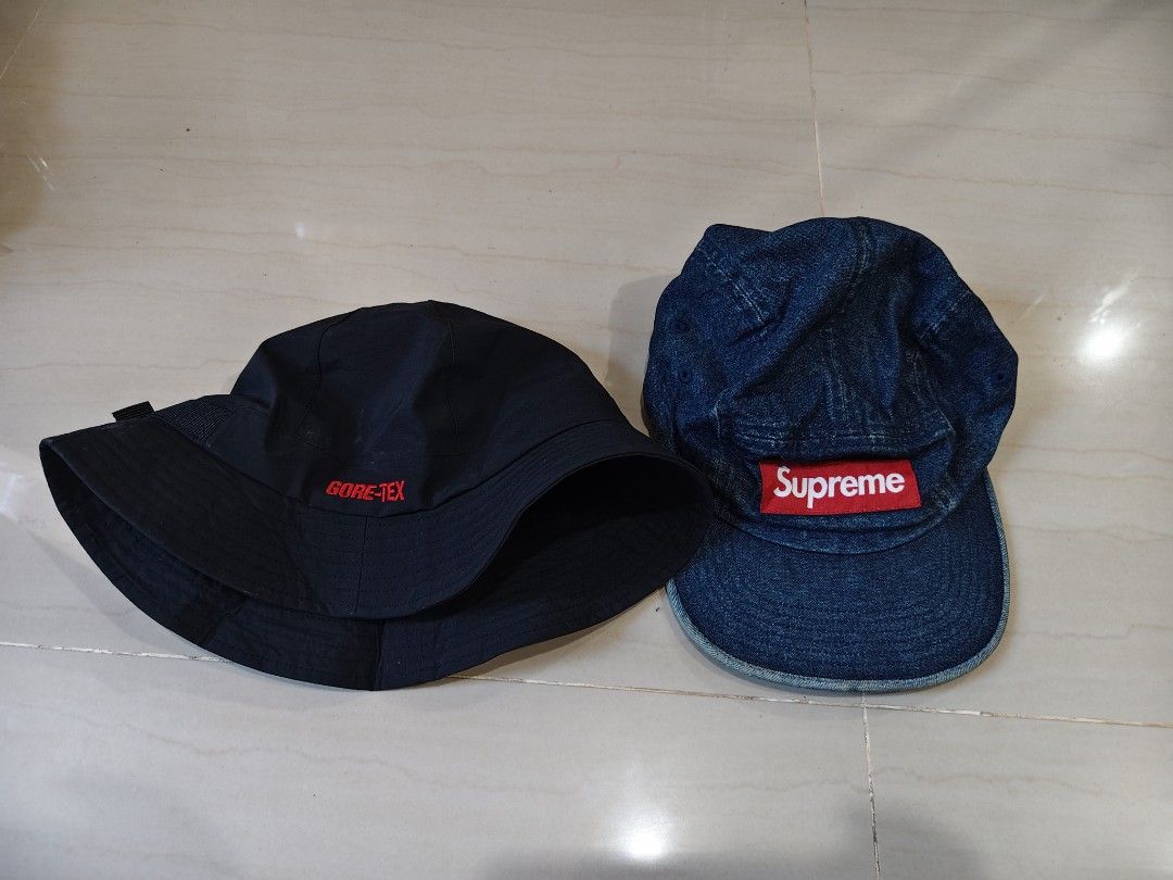 Authentic Supreme Hat & Bucket hat (Category: Caps & Hats) located in Iloilo. Submitted by branded-boy0422_16 (Listing ID 1468999959, Image 1). Description: both as new No issue Need washed only Bucket Hat Waterproof.