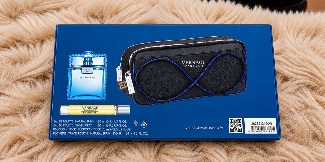 Authentic Versace Gift Set (Category: Fragrance & Deodorants) located in La Trinidad. Submitted by designerluxeshop (Listing ID 1469035302, Image 1). Description: Brand-new Versace gift set with pouch, 💯% original, in excellent condition, shipping is free, message us if interested, delivery is ready onhand.