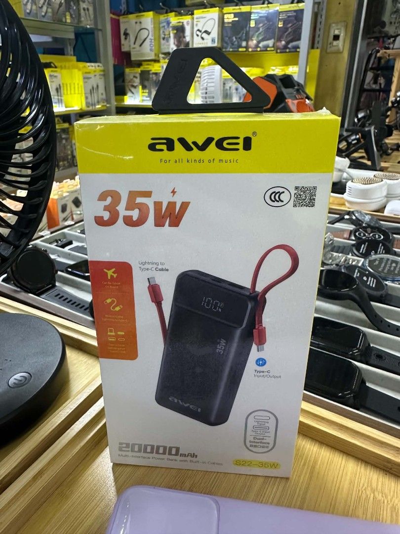 Awei 35watts built in powerbank (Category: Batteries & Power Banks) located in Manila. Submitted by ericklee23 (Listing ID 1469016729, Image 1). Description: .