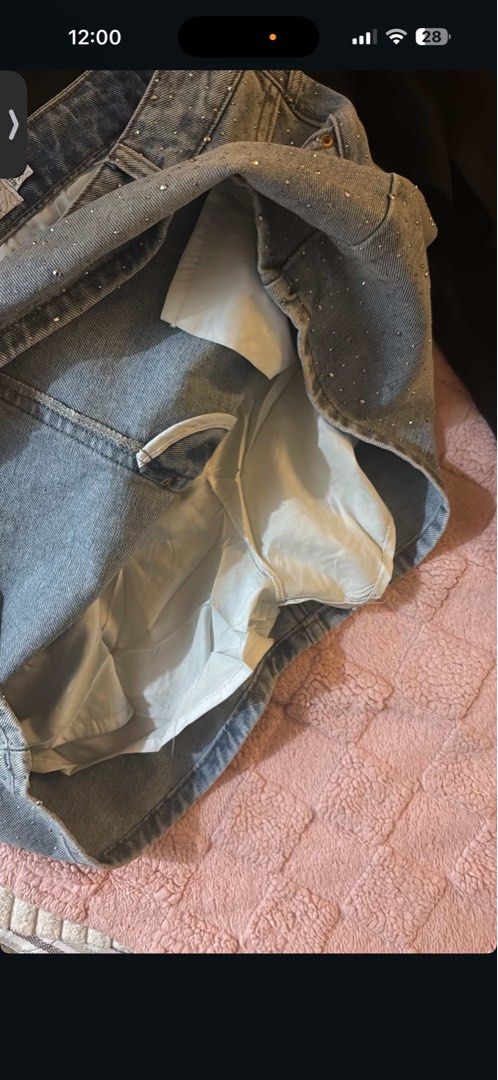 Back Up Studio Rhinestone Denim Skort Size XL (Category: Skirts) located in Binan City. Submitted by calmpenguin.043b6a (Listing ID 1469081384, Image 2). Description: - Brand: Back Up Studio Bangkok - Condition: Brand new with tags (never worn) - Size: XL (30-31) - Color: Light wash blue - Features: All-over tiny rhinestones on the front - Extra: Built-in safety shorts for worry-free wear.