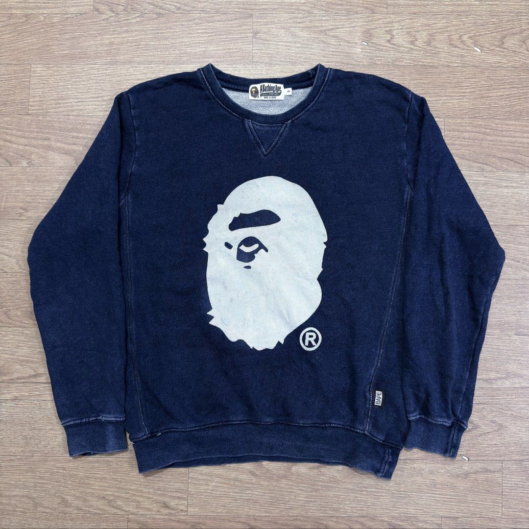 Bape Indigo Crewneck Sweatshirt (Category: Luxury Apparel) located in Imus. Submitted by casterhitz (Listing ID 1468932412, Image 1). Description: Small 20x26 No issue Excellent condition .