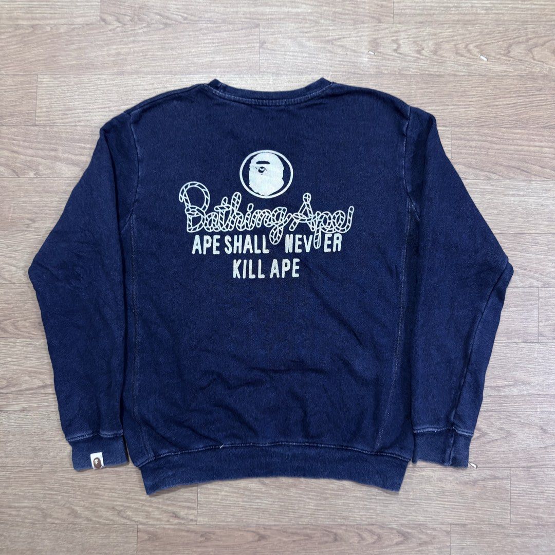 Bape Indigo Crewneck Sweatshirt (Category: Luxury Apparel) located in Imus. Submitted by casterhitz (Listing ID 1468932412, Image 2). Description: Small 20x26 No issue Excellent condition .