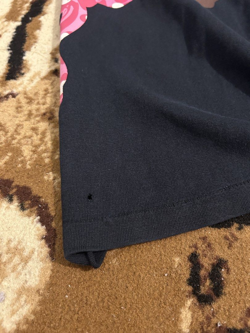 Bape Pink Script Logo (M) (Category: Tshirts & Polo Shirts ) located in Manila. Submitted by live.love.garments (Listing ID 1469156973, Image 3). Description: size medium 20x27 psg condition authentic shipped via jnt.