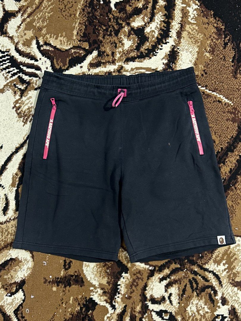 Bape Pink Script Logo Shorts (M) (Category: Shorts) located in Manila. Submitted by live.love.garments (Listing ID 1469156807, Image 2). Description: size medium 32W authentic 8.5/10 color rate shipped via jnt.