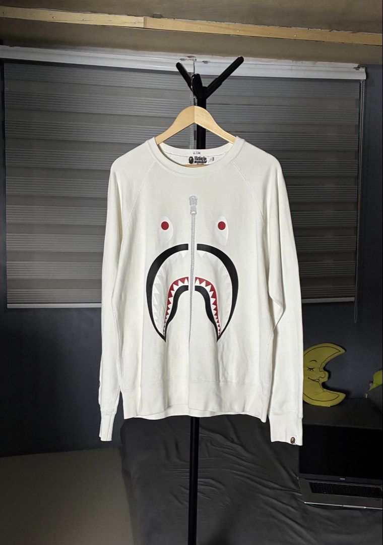 Bape Shark Long Sleeve (Category: Coats, Jackets and Outerwear) located in Palayan City. Submitted by room_of_thrift (Listing ID 1469137630, Image 1). Description: Bape Shark Long Sleeve with WGM Carpet Letter on Back W - 22.5 L - 28 Asnew Condition Color Rate 9.7/10.