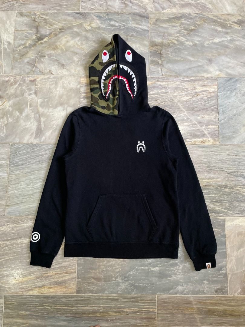 Bape Shark Pullover Hoodie (Womens) (Category: Coats, Jackets and Outerwear) located in Lucena. Submitted by 0174.archive (Listing ID 1468948327, Image 1). Description: very good used condition condition rating 9.5/10 no flaws Actual Measurements (inches) Bust: 20 Length:25.5 Shoulder:16 Sleeve Length: 26 Message before buying. Items are pre-loved / second hand used. Manage your expectations. Buy with confidence. No return no exchange..