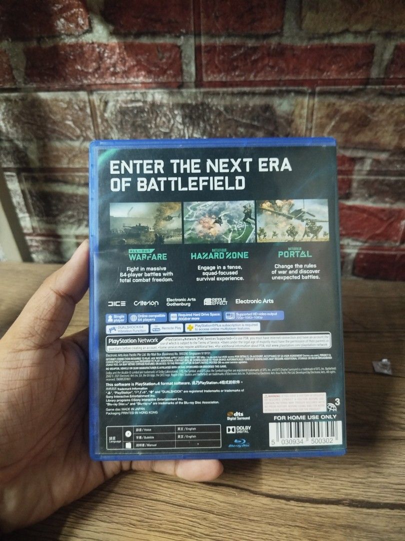 Battlefield 2042 PS4 Game (Category: PlayStation) located in Binan City. Submitted by pumpkiiin02 (Listing ID 1468990433, Image 2). Description: - Game: Battlefield 2042 for PlayStation 4 - Condition: Complete with case, paper insert, and scratch-free disc - Features: Supports 64-player battles, Hazard Zone, and Portal modes - Region: Region-free physical copy - Audio/Text: English voice and subtitles.