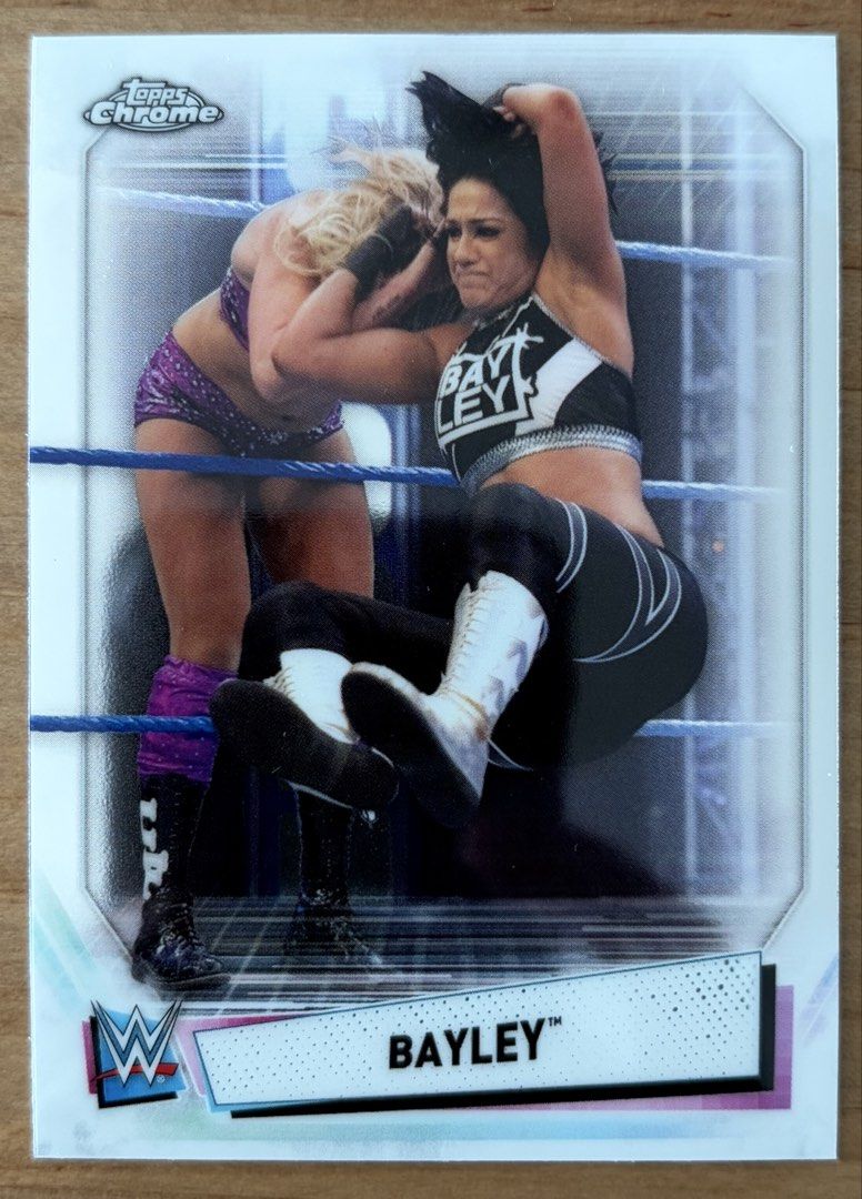 Bayley | WWE Cards ~ Topps Chrome '21 (Category: Raw Singles) located in Makati City. Submitted by cardlab (Listing ID 1469031359, Image 1). Description: Items are 💯 authentic/original/legit. About The Card: • 2021 Topps Chrome • Card No. 49 FOR: • Cards ₱99 and below with Card Sleeves • Cards ₱100 and up with Used Toploader • ₱10 for Bnew Tops Packaging (If Shipping): ✔️ Plastic cover ✔️ Cardboard ✔️ Bubble wrap NOTE: • Cards are raw • Cards ma
