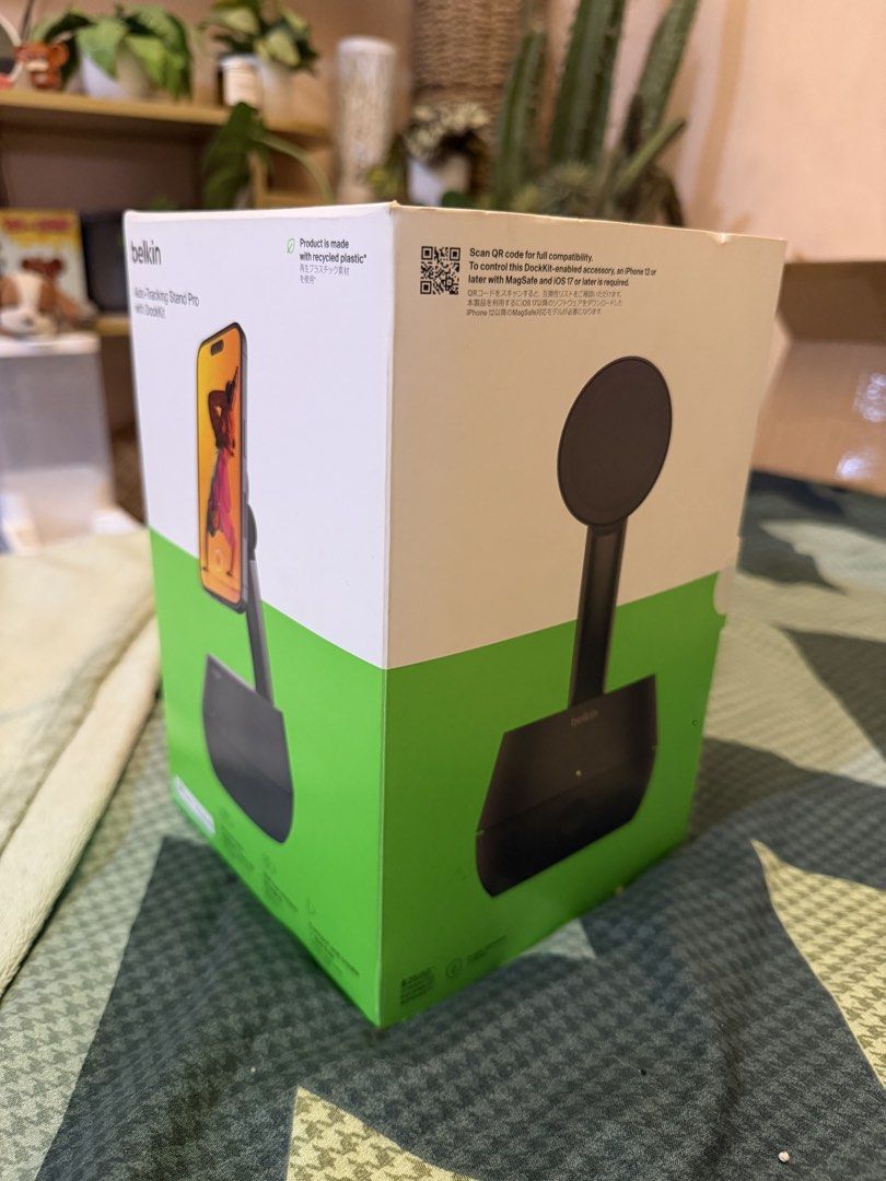 Belkin Auto Tracking Stand Pro (Category: Mounts & Holders) located in Quezon City. Submitted by law.1789 (Listing ID 1469101444, Image 3). Description: SRP - 9900 Sale Price - 3490 - Brand: Belkin - Model: Auto-Tracking Stand Pro with DockKit - Color: Black - Condition: Brand new in box - Smooth 360° rotation and auto-tracking - Compatible with MagSafe and iPhone - 15W fast wireless charging capability - Eco-friendly design made with recycled pl