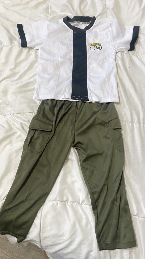 Ben Ten 10 Costume (Category: Babies & Kids Fashion) located in Paranaque City. Submitted by closetclub308 (Listing ID 1469054092, Image 1). Description: Ben 10 costume Shirt and Cargo Pants Size 5 on tag Fits 4-6yo.