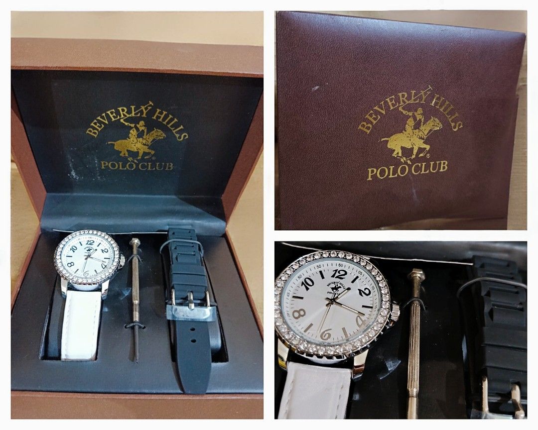 Beverly Hills Polo Club (Category: Women's Watches) located in San Mateo. Submitted by nica_lou (Listing ID 1469052844, Image 1). Description: comes with 2 straps white - genuine leather black - unused rubber strap.
