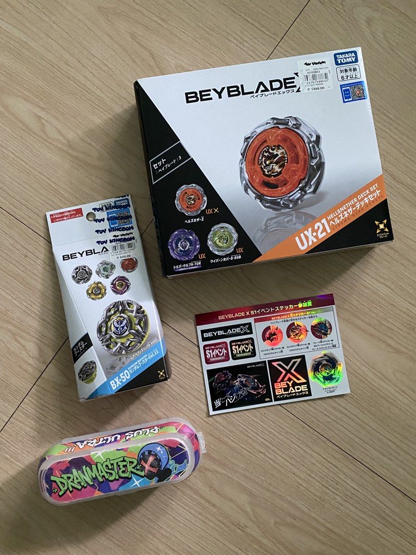 Beyblade X (Category: Action & Battle Toys) located in Quezon City. Submitted by nikolai24 (Listing ID 1468972270, Image 1). Description: For Sale UX-21 Brand New Sealed with code 1,600 only BX-50 02 Brand New Sealed with code 800 only Bankee Codes •Red Aero •UX-20 •CX-19 01 •CX-17 01 •Dransword V2 700 only FREE S1 sticker pag tinake all QC area LALAMOVE/GRAB/JnT shoulder by the buyer.