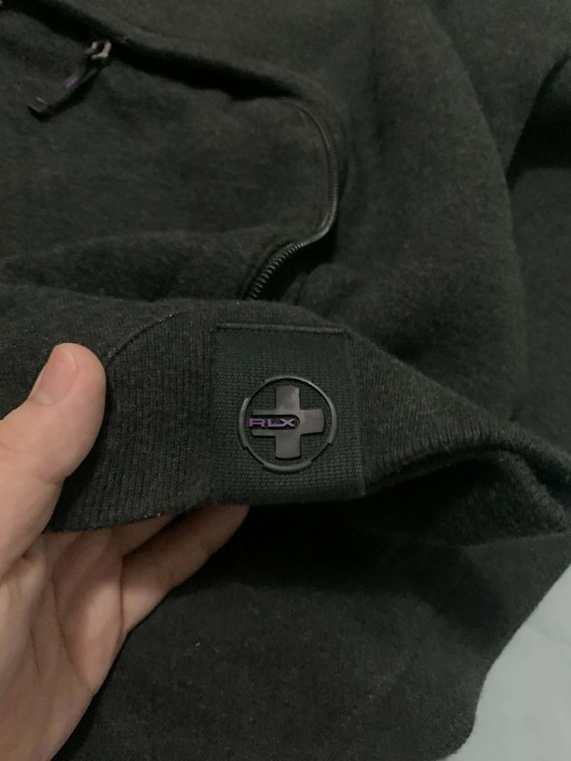 Black 1/4 Zip Pullover Sweatshirt with Pocket (Category: Coats, Jackets and Outerwear) located in Davao. Submitted by bygone.threads (Listing ID 1469098387, Image 3). Description: RLX Polo Sport Ralph Lauren Dark Gray 1/4 Quarter Zip Sweatshirt Size L on tag (23x27.5 - Late 2000s released) (please see last pic for the minor issue) ₱1k FREE SHIPPING DM TO NEGOTIATE 📩.